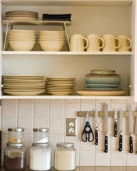 Open shelves will force you to keep things nice and tidy.
