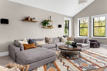 Living room with colorful area rug
