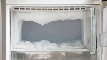 Ice frozen in the fridge