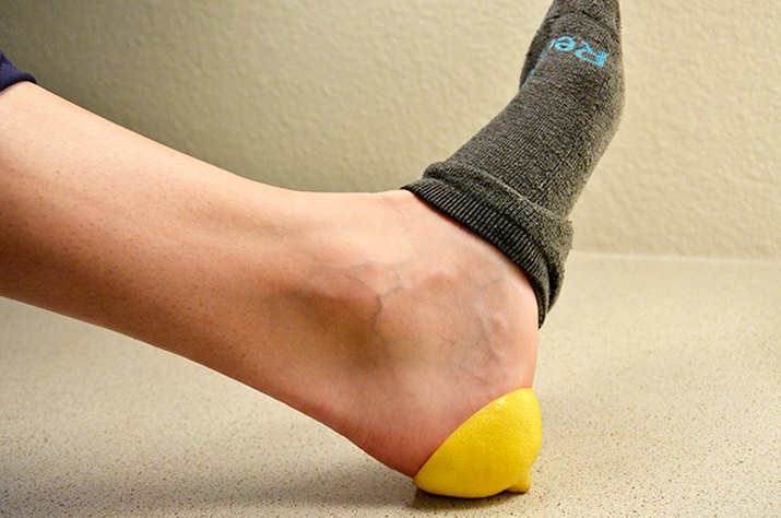 An image of a lemon on a heel.