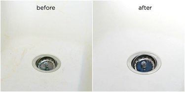 White porcelain sink, before and after