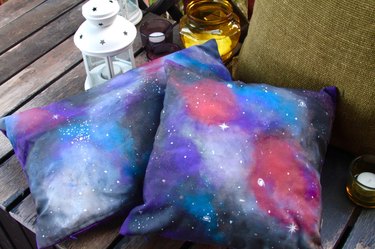 Finished galaxy-themed cushion covers.