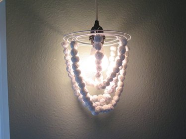 DIY beaded chandelier that is turned on