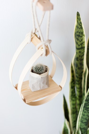 DIY Mid-Century Modern Hanging Teardrop Planter Shelf