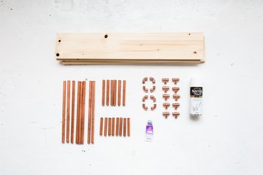 DIY Standing Copper Pipe and Pine Shelf Materials