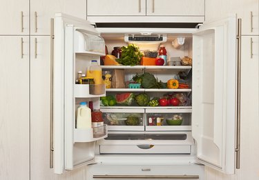view of inside of refrigerator with healthy food