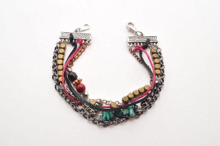 Combine leftover supplies to create mixed media jewelry.