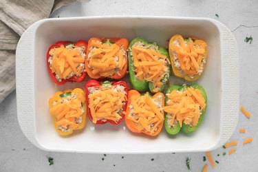 Top the bell peppers with cheese