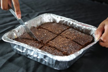 Cut brownie into equal rectangles