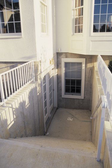 Exterior staircase to basement of home