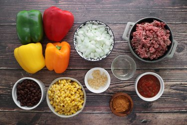 Ingredients for taco stuffed bell peppers