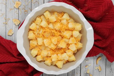 Add pineapple mixture to dish