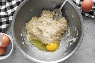 Add eggs and stir
