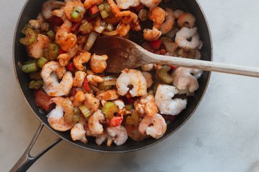 Stir in the shrimp.