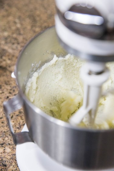 Butter and sugar creamed together in a stand mixer