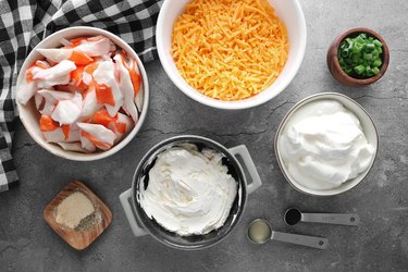 Ingredients for hot creamy crab dip