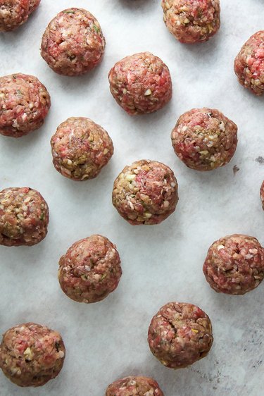 Roll meatballs into 2 tablespoon sized balls.