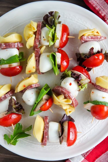 Italian Antipasti Skewers are perfect for parties.